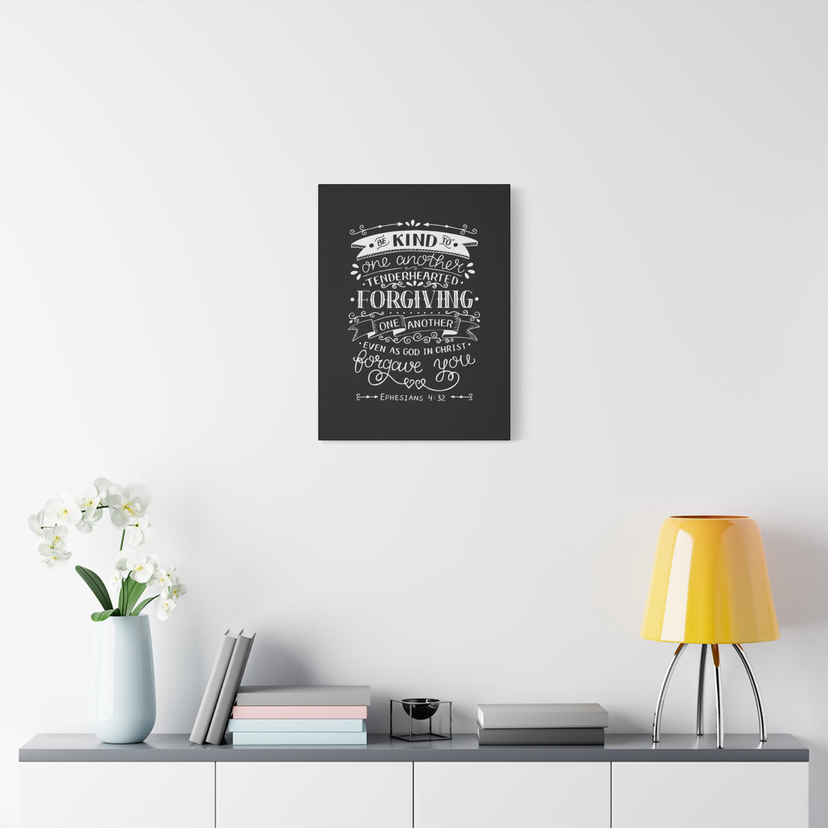 Scripture Canvas Tenderhearted Black Ephesians 4:32 Christian Wall Art Bible Verse Print Ready to Hang