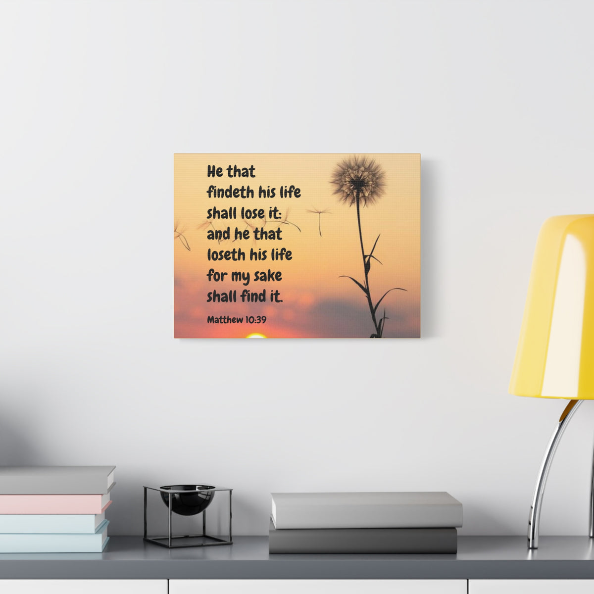 Scripture Canvas Life Matthew 10:39 Christian Wall Art Bible Verse Print Ready to Hang