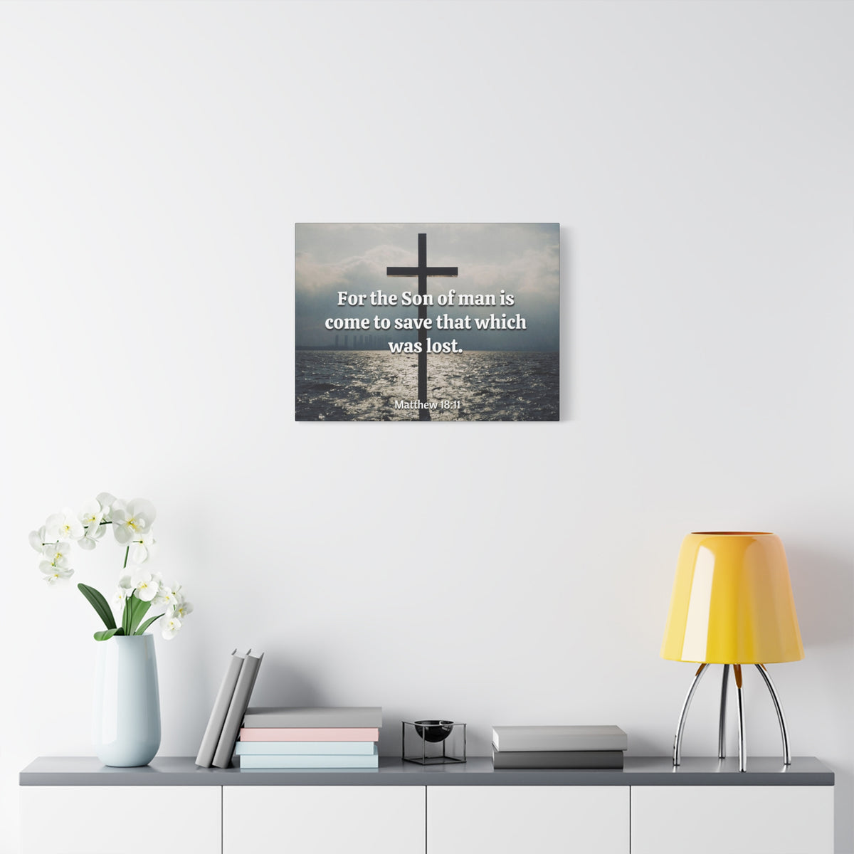 Scripture Canvas Christ Saves Matthew 18:11 Christian Wall Art Bible Verse Print Ready to Hang