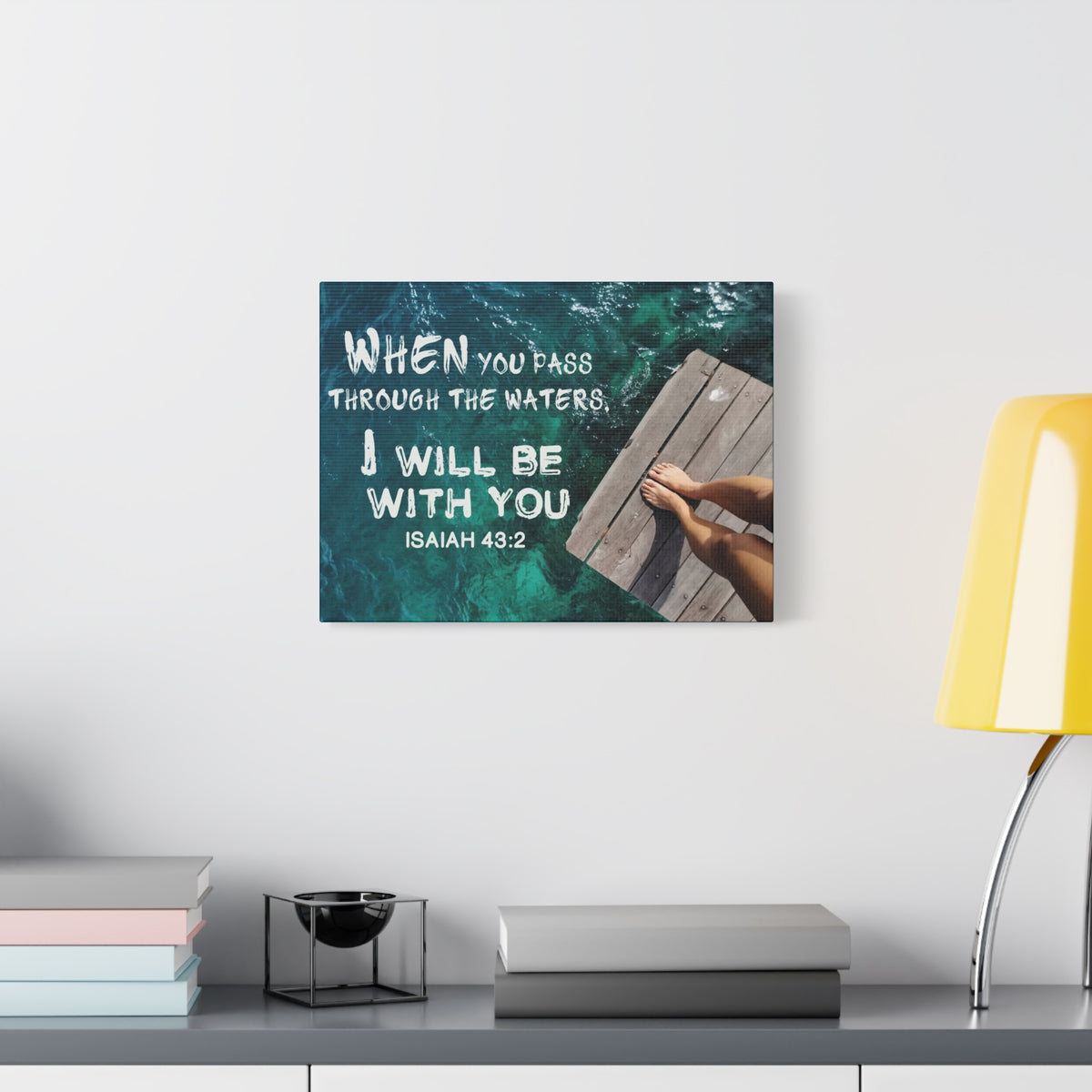 Scripture Canvas Be With You Isaiah 43:2 Christian Wall Art Bible Verse Print Ready to Hang