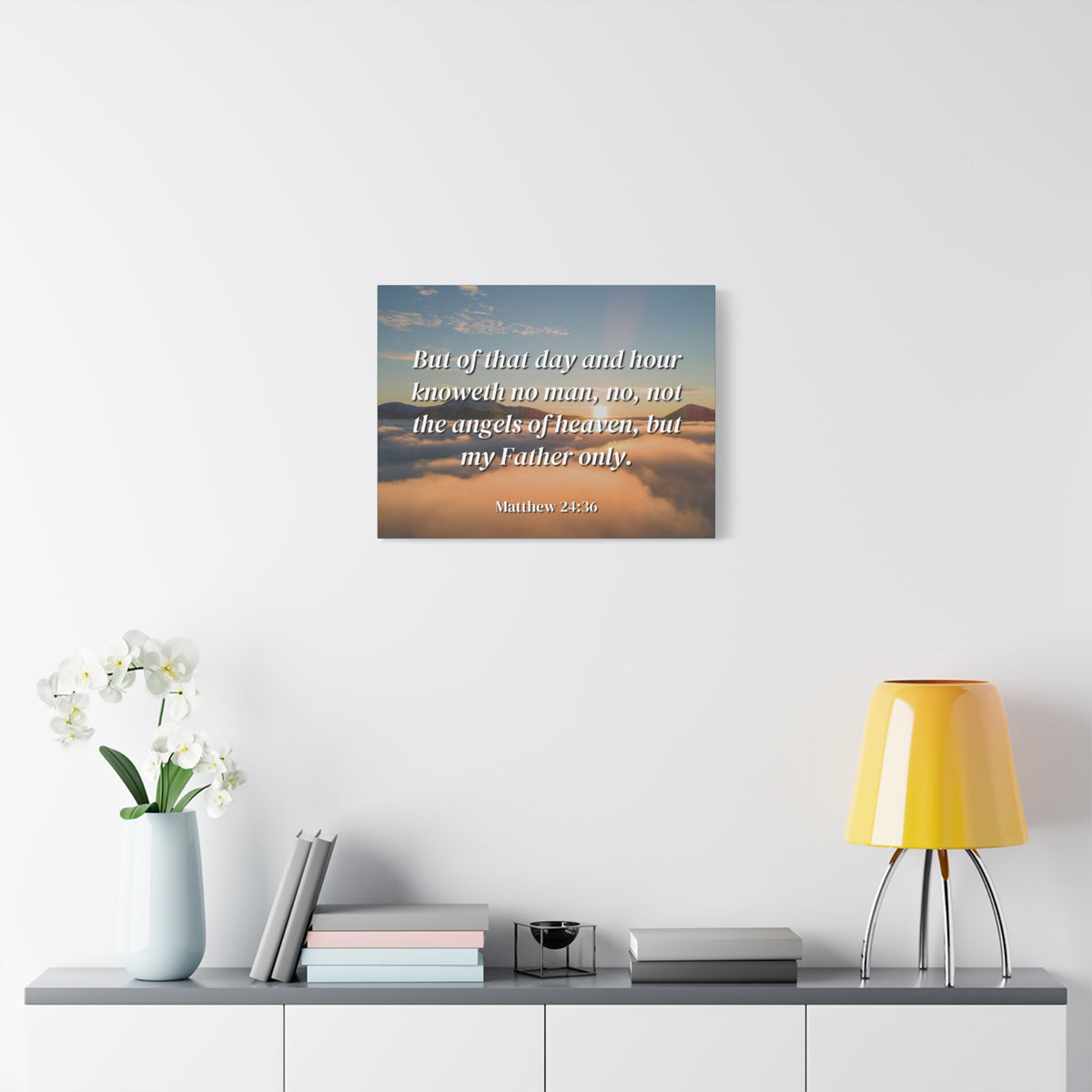 Scripture Canvas Angels Of Heaven Matthew 24:36 Christian Wall Art Bible Verse Print Ready to Hang