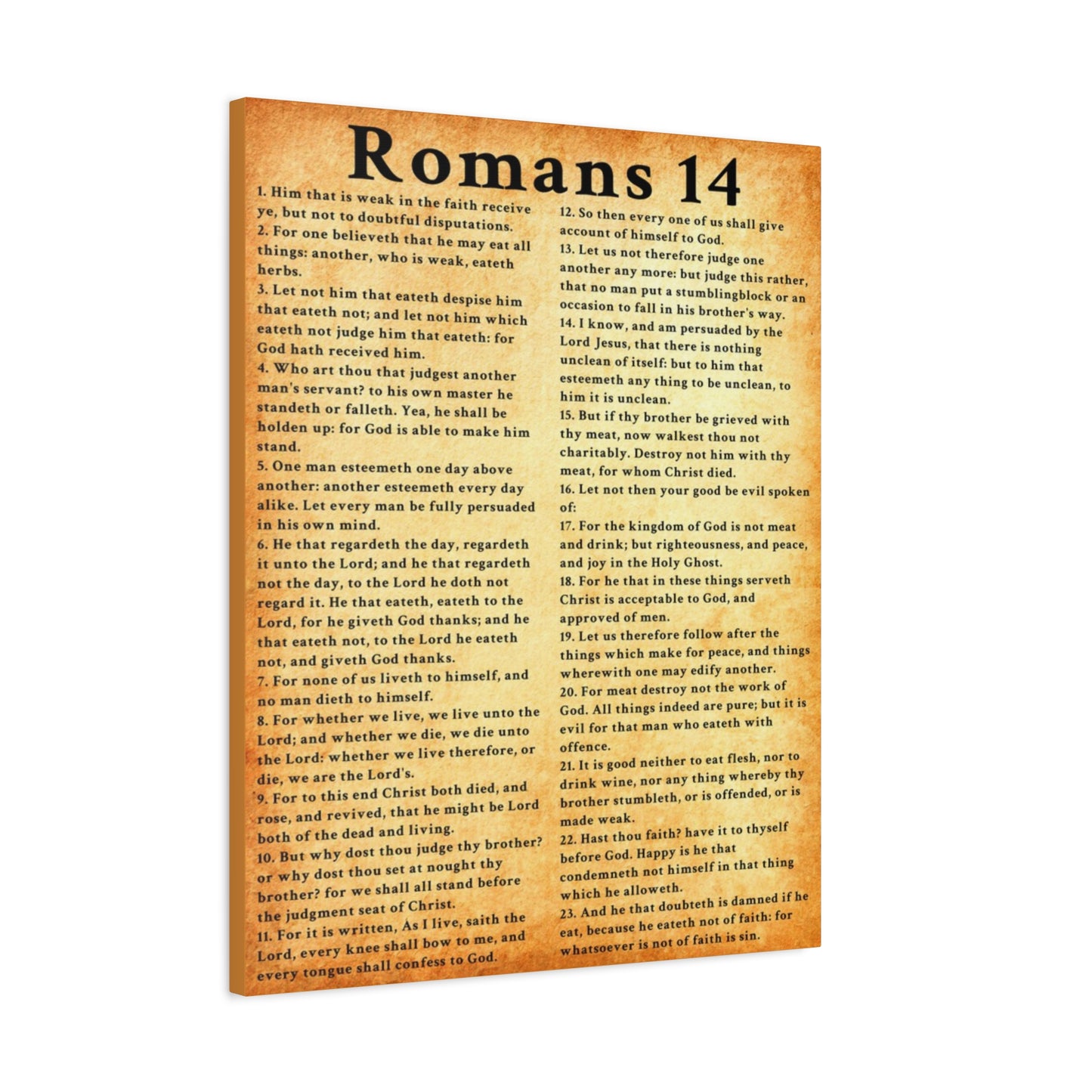 Scripture Walls Romans 14 Gold Bible Verse Canvas Christian Wall Art Ready to Hang Unframed