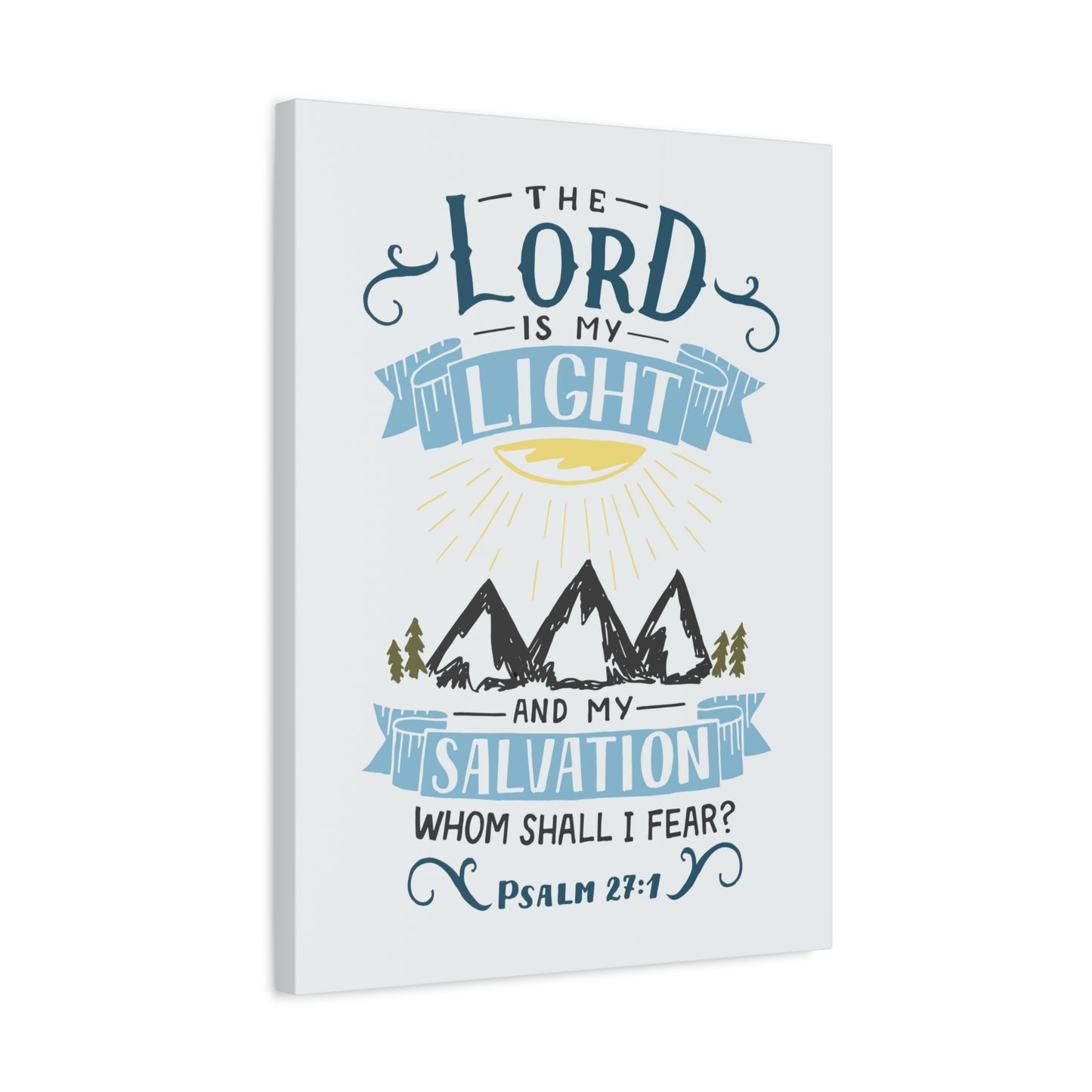 Scripture Canvas The Lord Is My Light Psalm 27:1 Christian Wall Art Bible Verse Print Ready to Hang