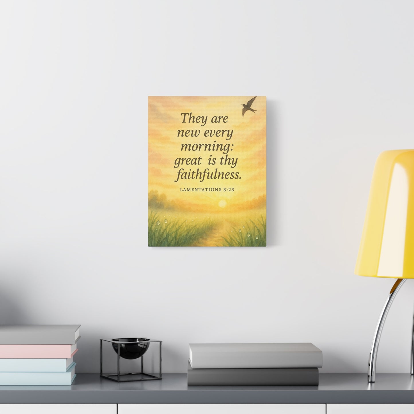 Bible Verse Canvas Lamentations 3:23 Christian Home Décor Wall Art Scripture Ready to Hang Faith Print