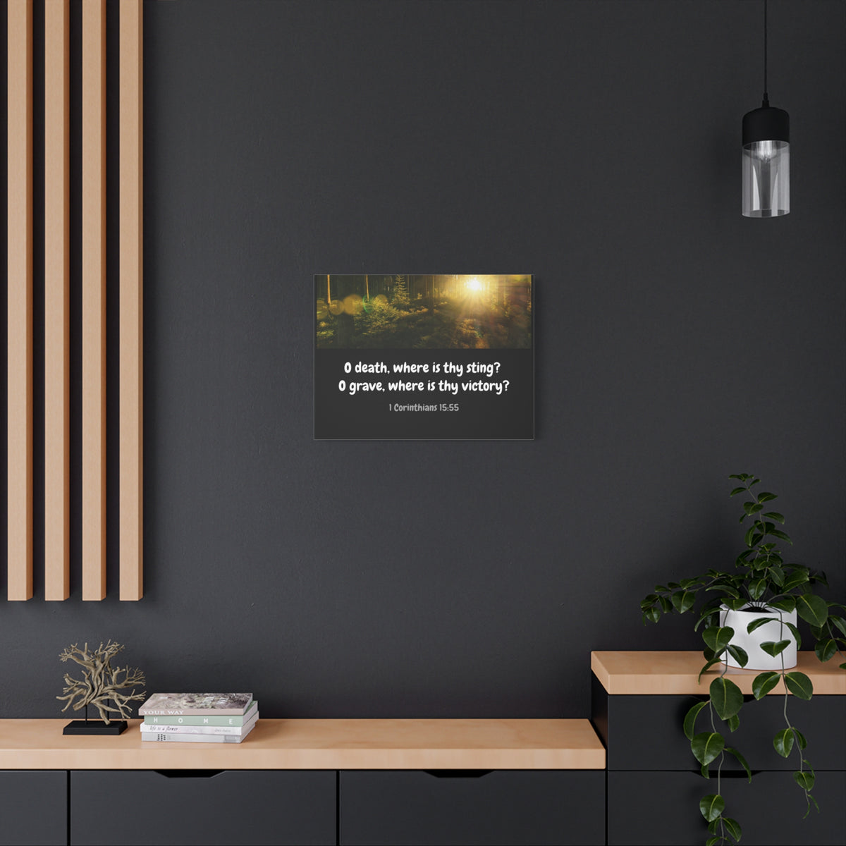 Scripture Canvas Victory Over Death 1 Corinthians 15:55 Christian Wall Art Bible Verse Print Ready to Hang