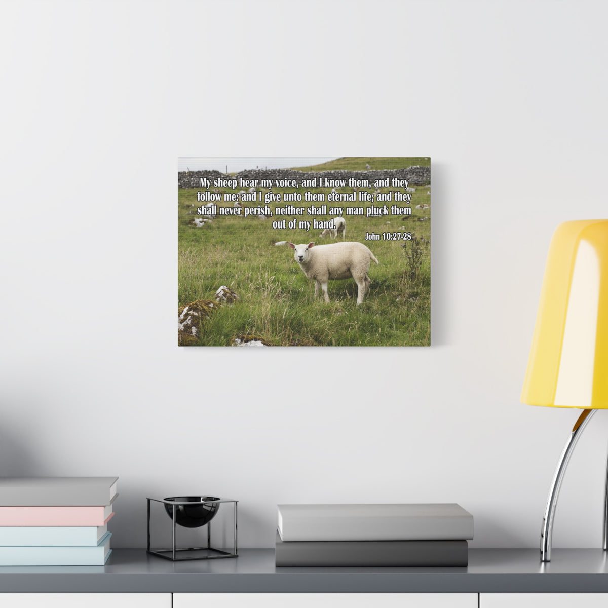Scripture Canvas Hear My Voice John 10:27-28 Christian Wall Art Bible Verse Print Ready to Hang