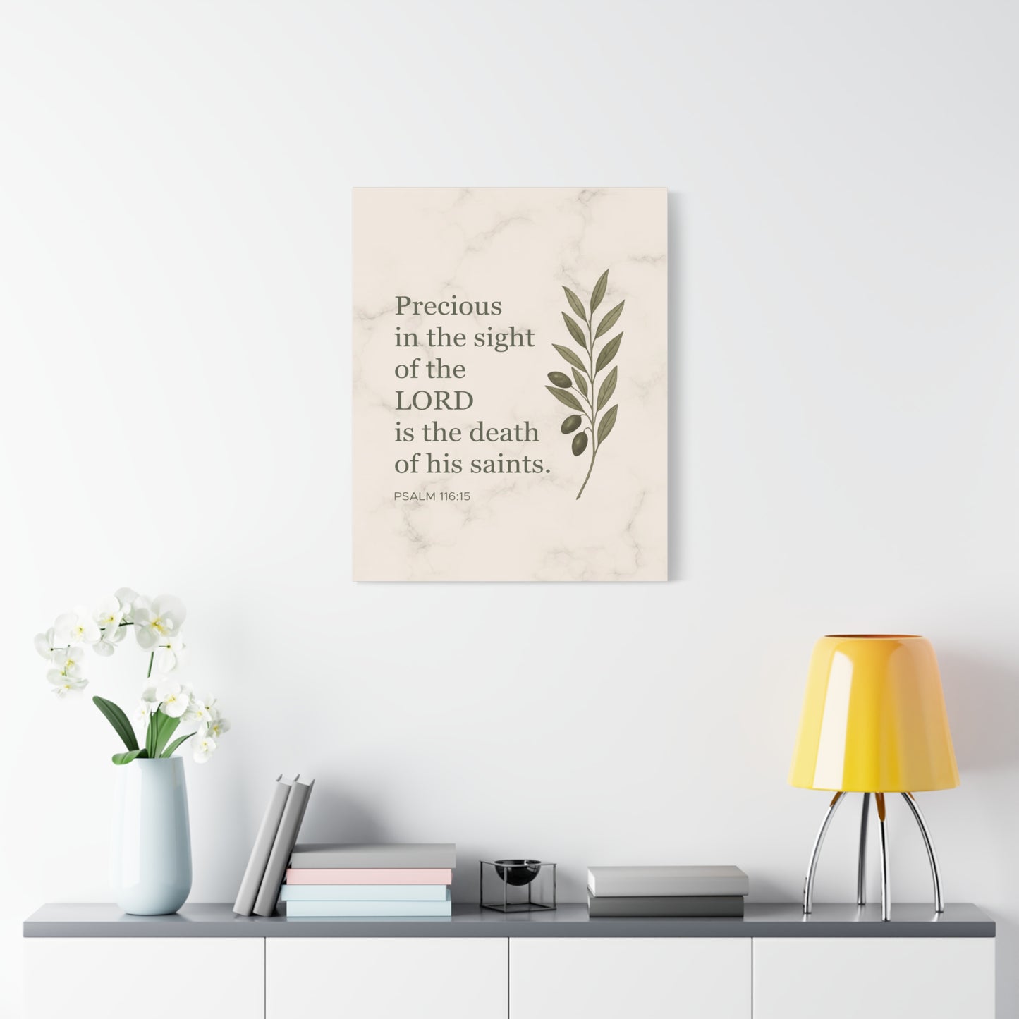 Scripture Canvas Precious in the Sight of the Lord Psalm 116:15 Christian Wall Art Bible Verse Print Ready to Hang