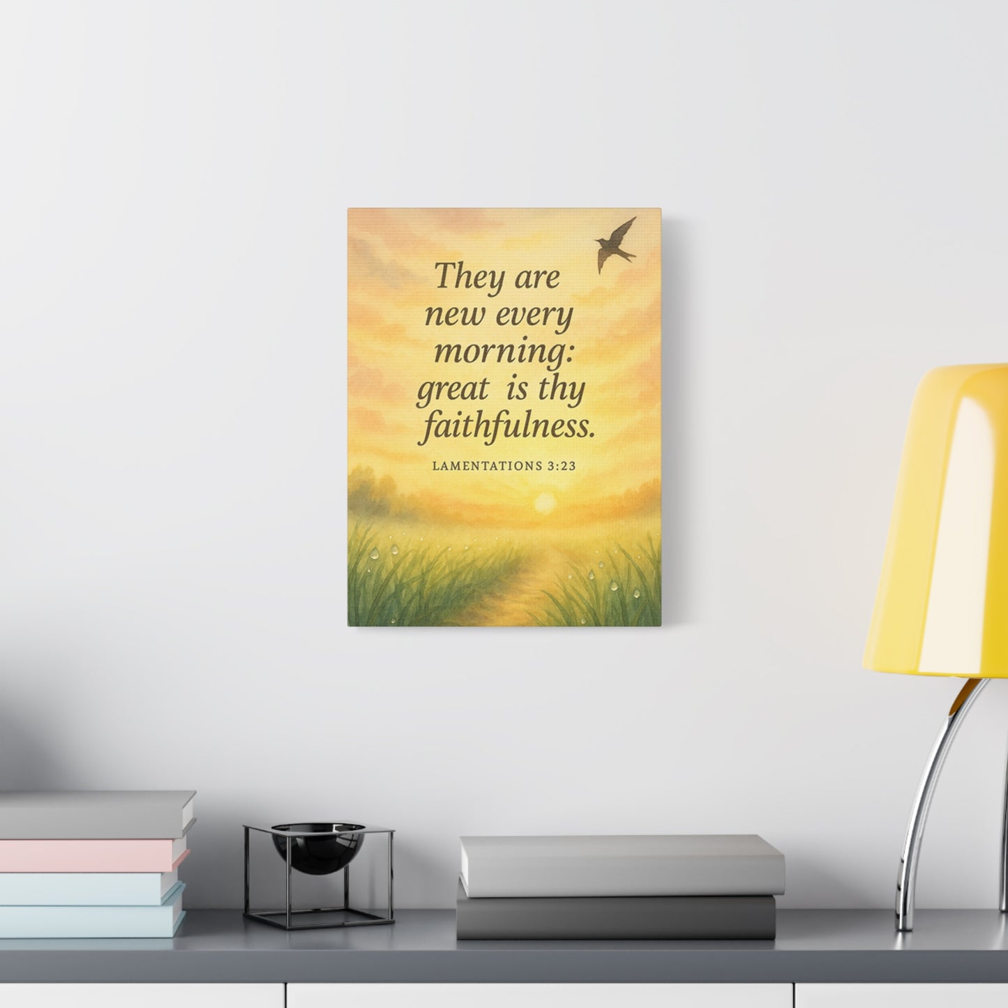 Bible Verse Canvas Lamentations 3:23 Christian Home Décor Wall Art Scripture Ready to Hang Faith Print