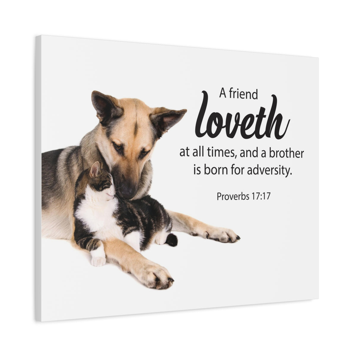 Scripture Canvas A Friend at All Times Proverbs 17:17 Christian Wall Art Bible Verse Print Ready to Hang