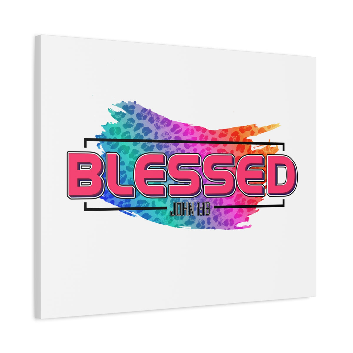 Scripture Canvas Blessed Rainbow John 1:16 Christian Wall Art Bible Verse Print Ready to Hang