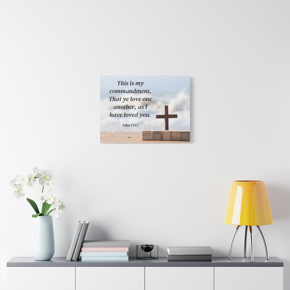 Scripture Canvas My Commandment John 15:12 Christian Wall Art Bible Verse Print Ready to Hang