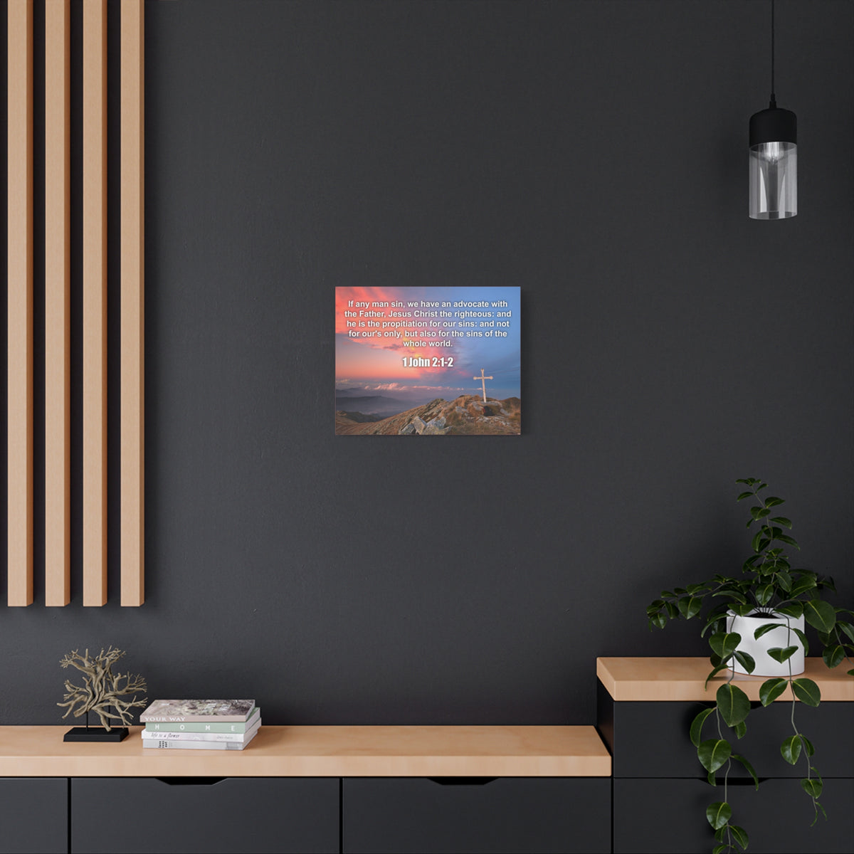 Scripture Canvas Jesus Christ The Righteous 1 John 2:1-2 Christian Wall Art Bible Verse Print Ready to Hang