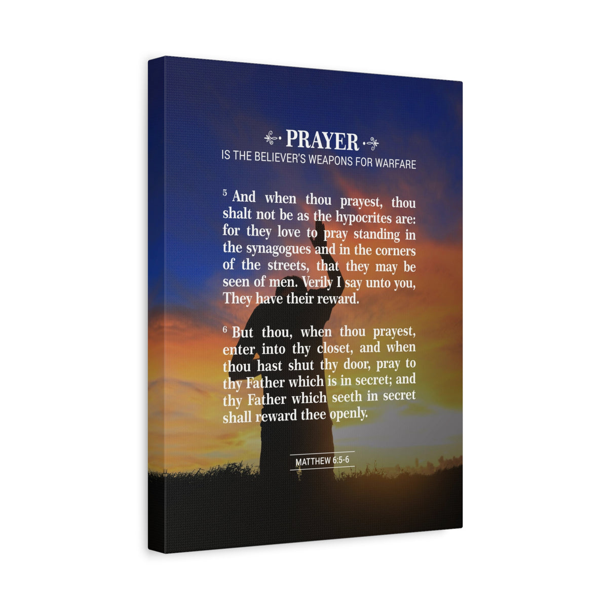 Scripture Canvas Prayer Matthew 6:5-6 Christian Wall Art Bible Verse Print Ready to Hang