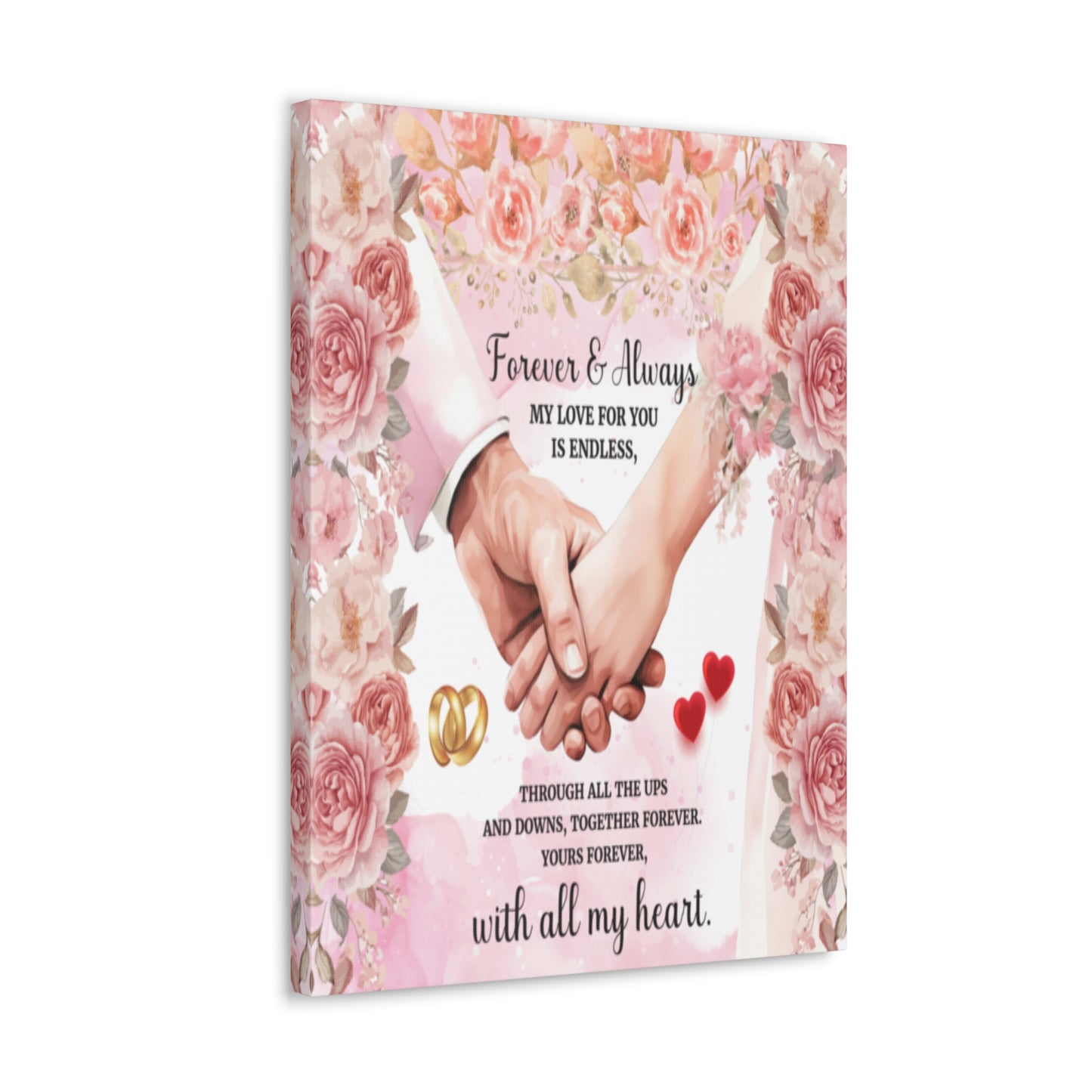 To My Wife Forever & Always Floral Canvas Wall Art – Romantic Wedding & Anniversary Gift
