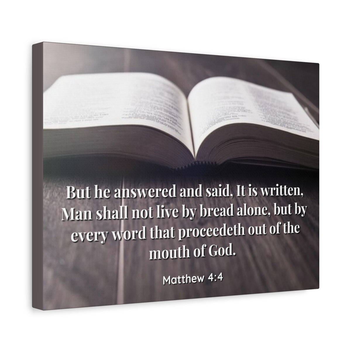 Scripture Canvas Mouth Of God Matthew 4:4 Christian Wall Art Bible Verse Print Ready to Hang