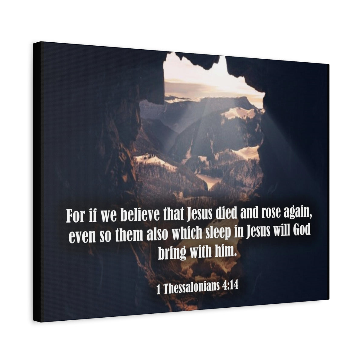 Scripture Canvas Jesus Died and Rose Again 1 Thessalonians 4:14 Christian Wall Art Bible Verse Print Ready to Hang
