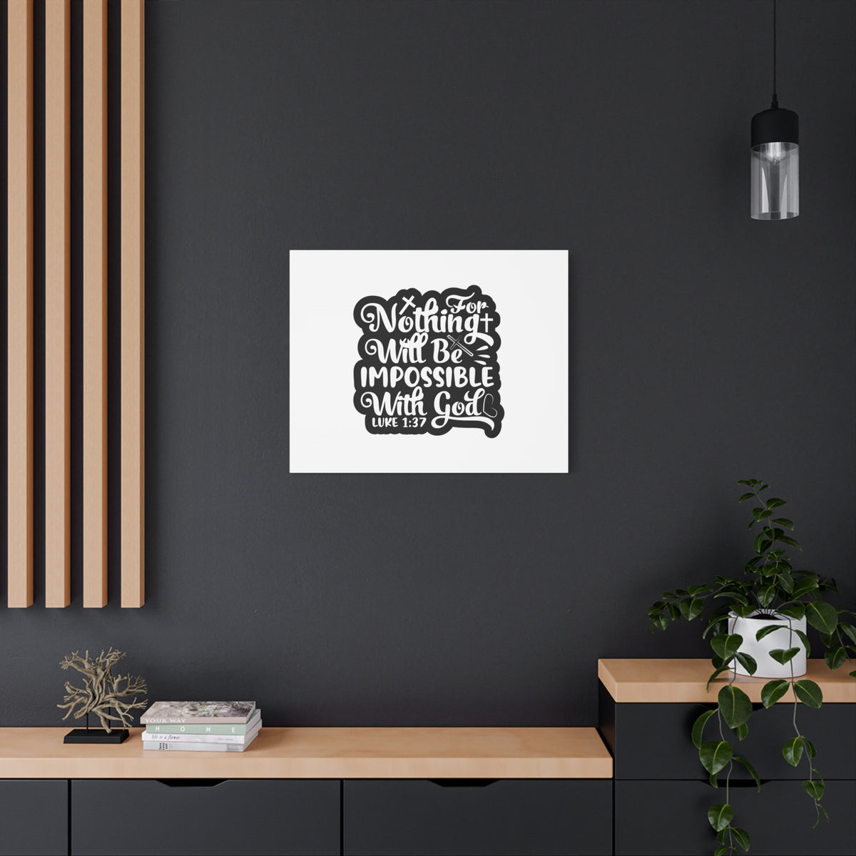 Scripture Canvas With God Luke 1:37 Christian Wall Art Bible Verse Print Ready to Hang