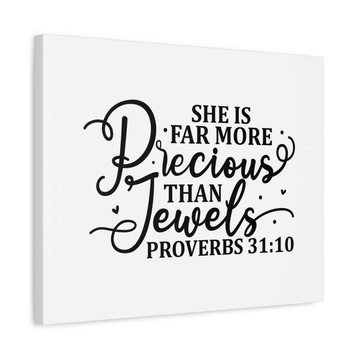 Scripture Canvas Far More Precious Proverbs 31:10 Christian Wall Art Bible Verse Print Ready to Hang