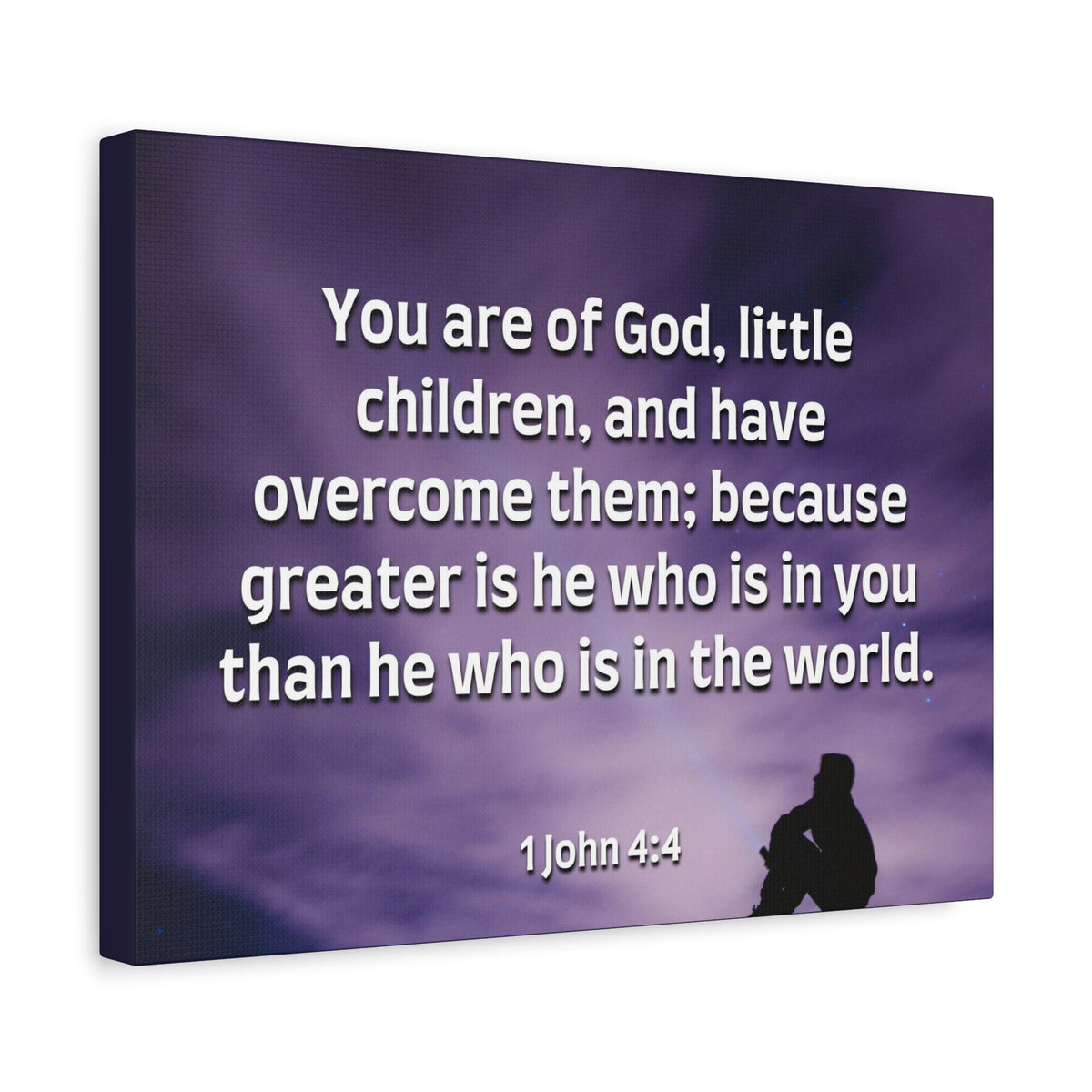 Scripture Canvas Overcome 1 John 4:4 Christian Wall Art Bible Verse Print Ready to Hang