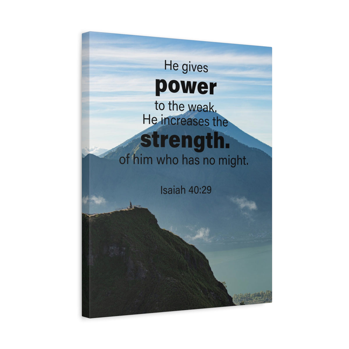 Scripture Canvas Power to the Weak Isaiah 40:29 Christian Wall Art Bible Verse Print Ready to Hang