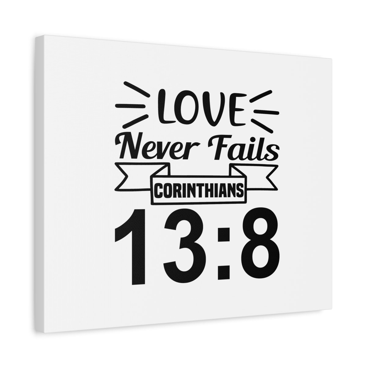 Scripture Canvas Love Never Fails Corinthian 13:8 Christian Wall Art Bible Verse Print Ready to Hang