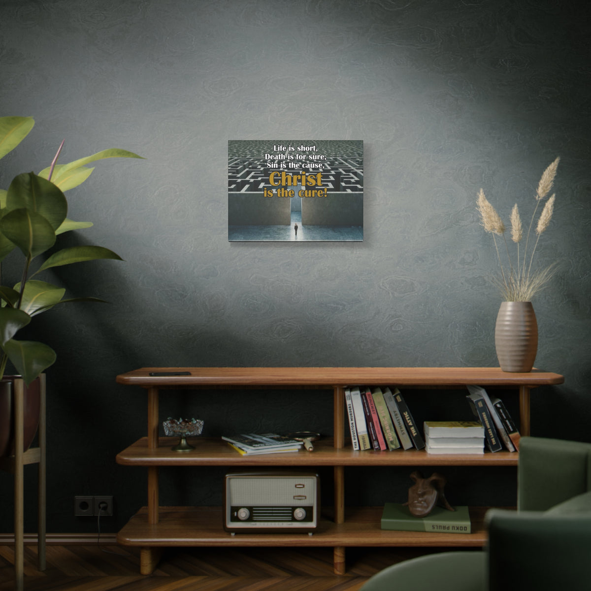 Scripture Canvas Christ Cures Romans 6:23 Christian Wall Art Bible Verse Print Ready to Hang