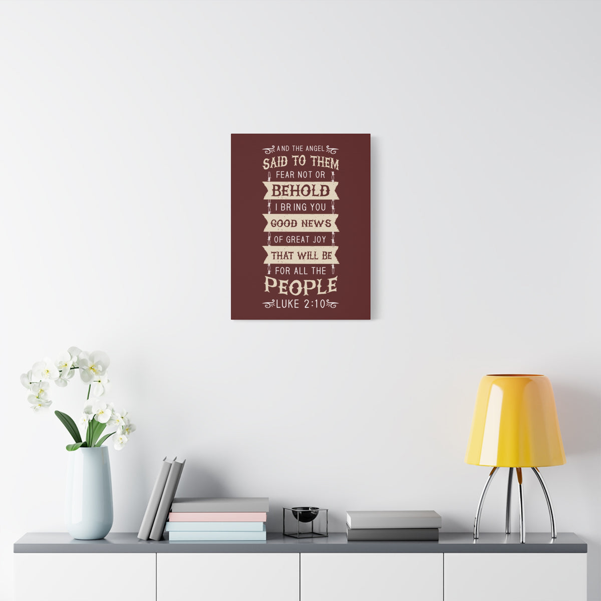 Scripture Canvas Great Joy Luke 2:10 Christian Wall Art Bible Verse Print Ready to Hang
