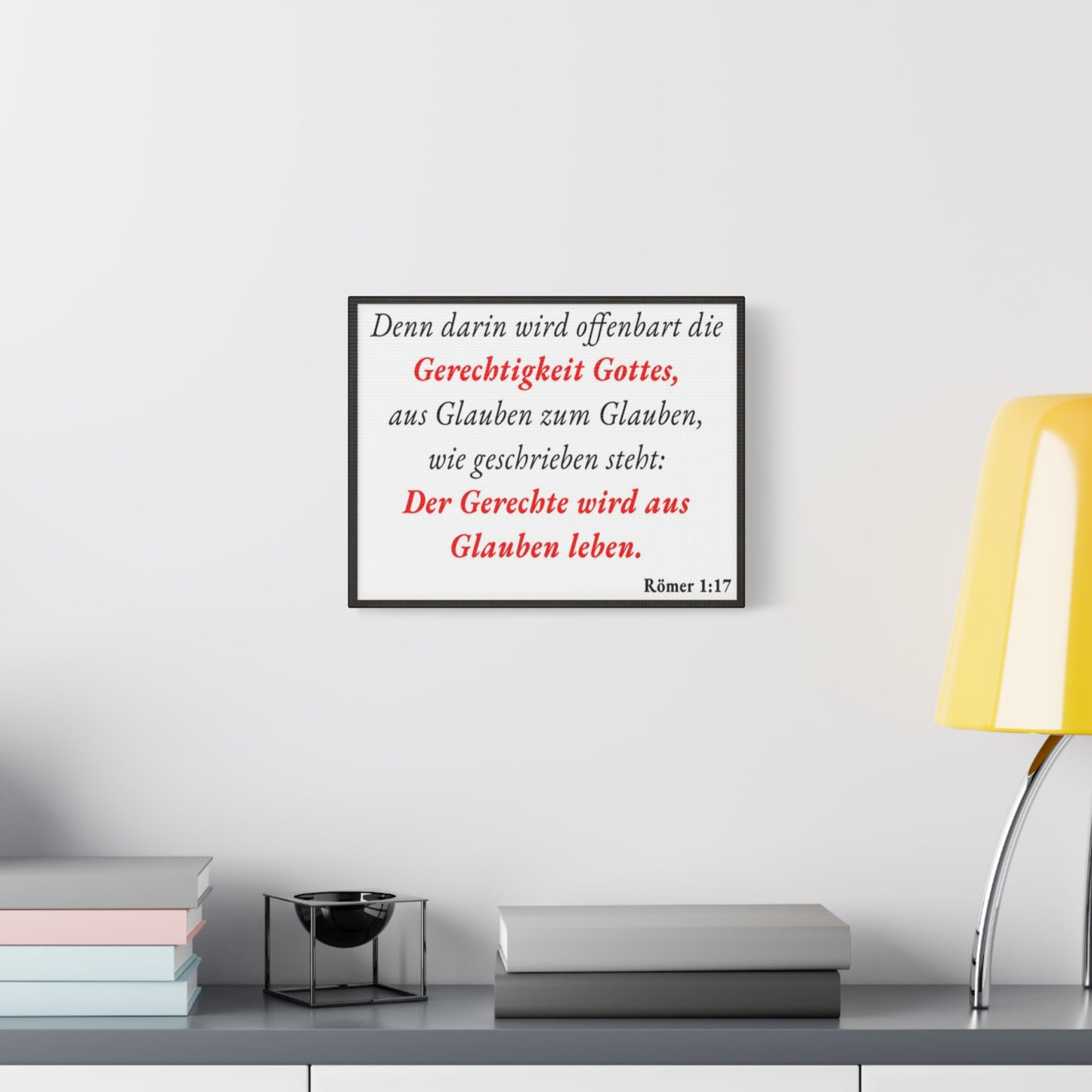 Scripture Walls Römer 1:17 Romans 1:17 Live By Faith German White Bible Verse Canvas Christian Wall Art Ready to Hang Unframed