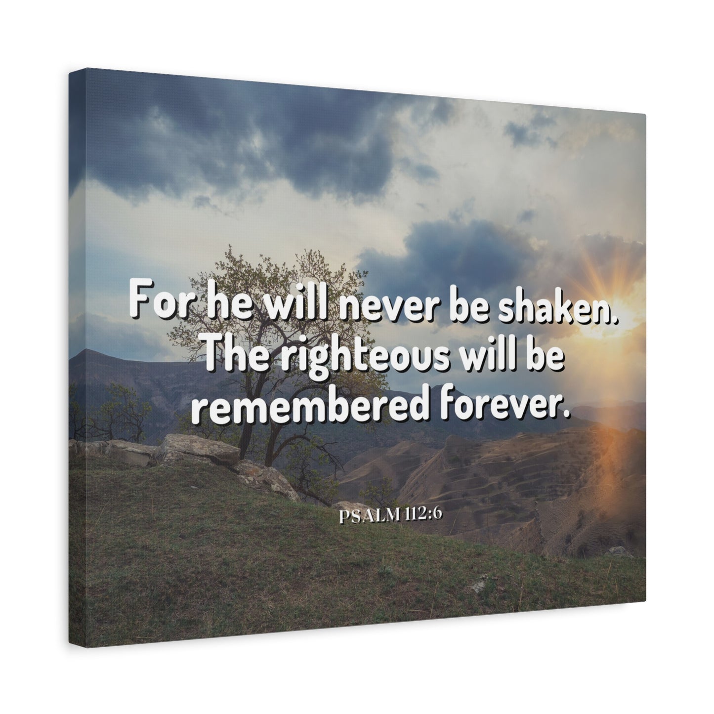 Scripture Canvas Remembered Forever Psalm 112:6 Christian Wall Art Bible Verse Print Ready to Hang