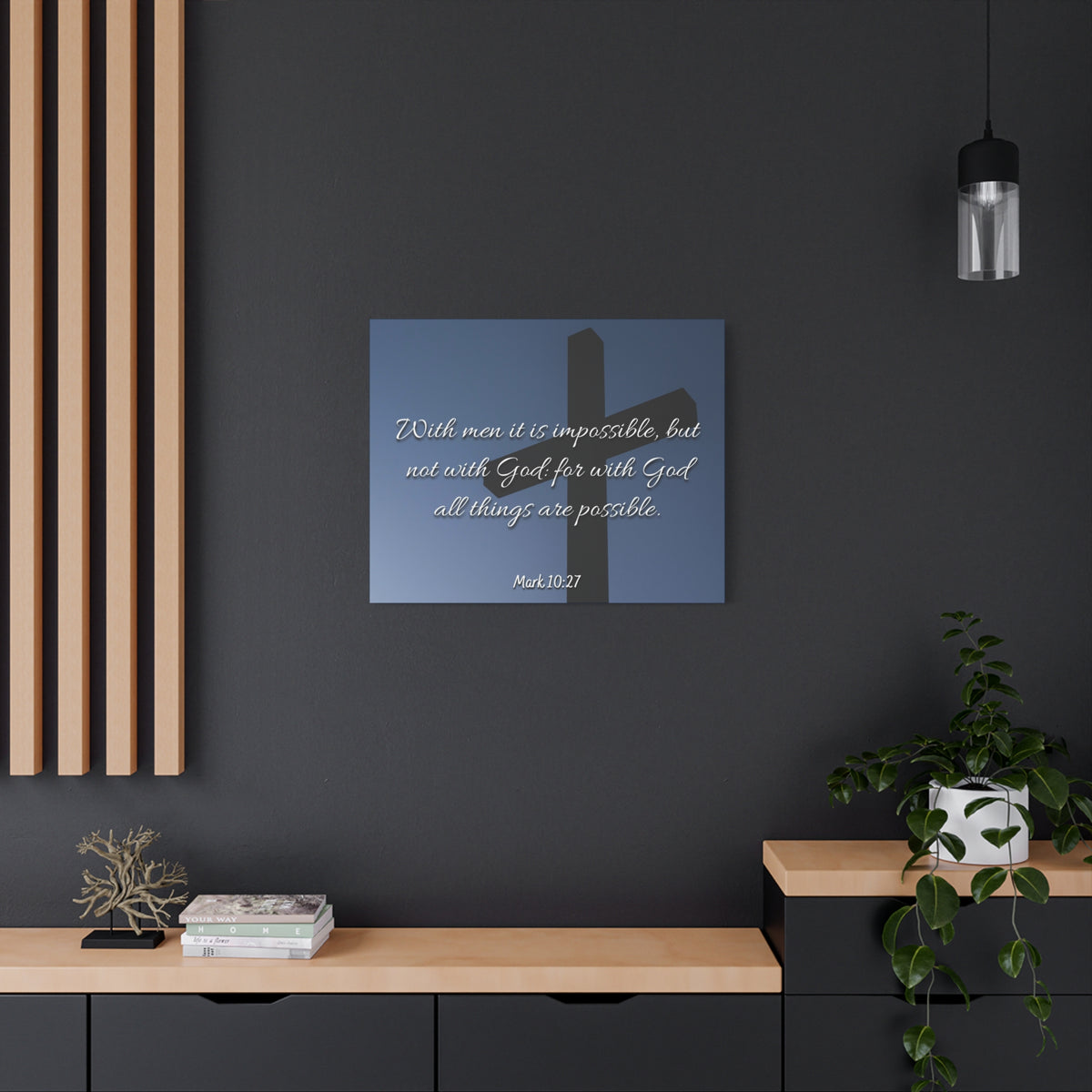 Scripture Canvas Possible Mark 10:27 Christian Wall Art Bible Verse Print Ready to Hang