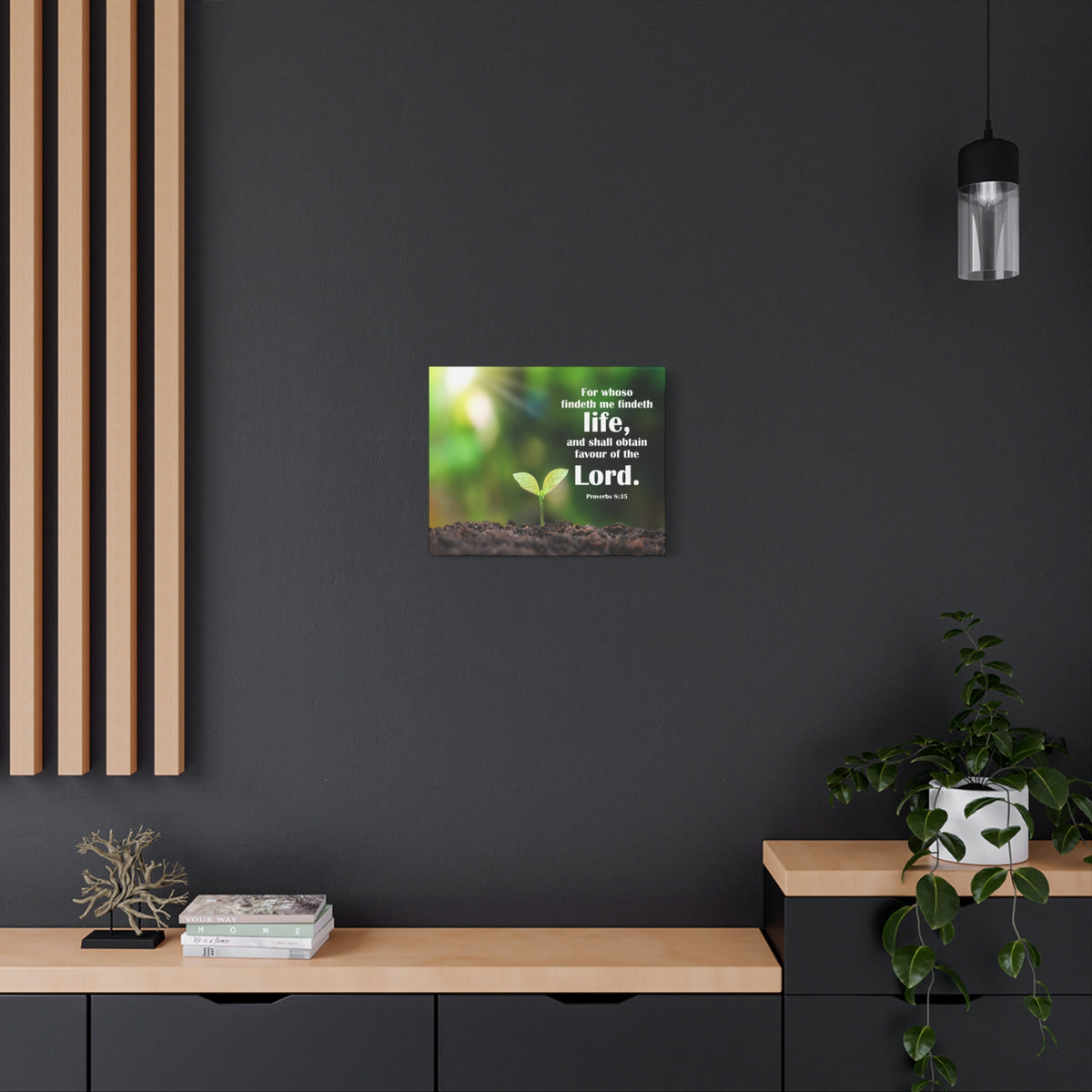 Scripture Canvas Favour of The Lord Proverbs 8:35 Christian Wall Art Bible Verse Print Ready to Hang