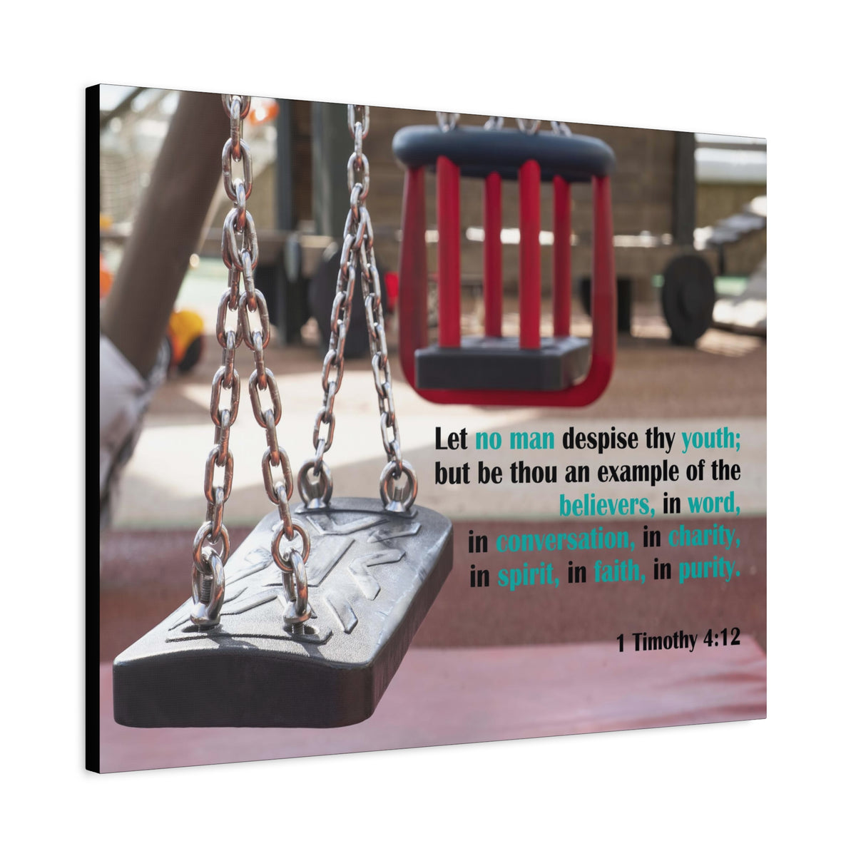 Scripture Canvas Example of the Believers 1 Timothy 4:12 Christian Wall Art Bible Verse Print Ready to Hang