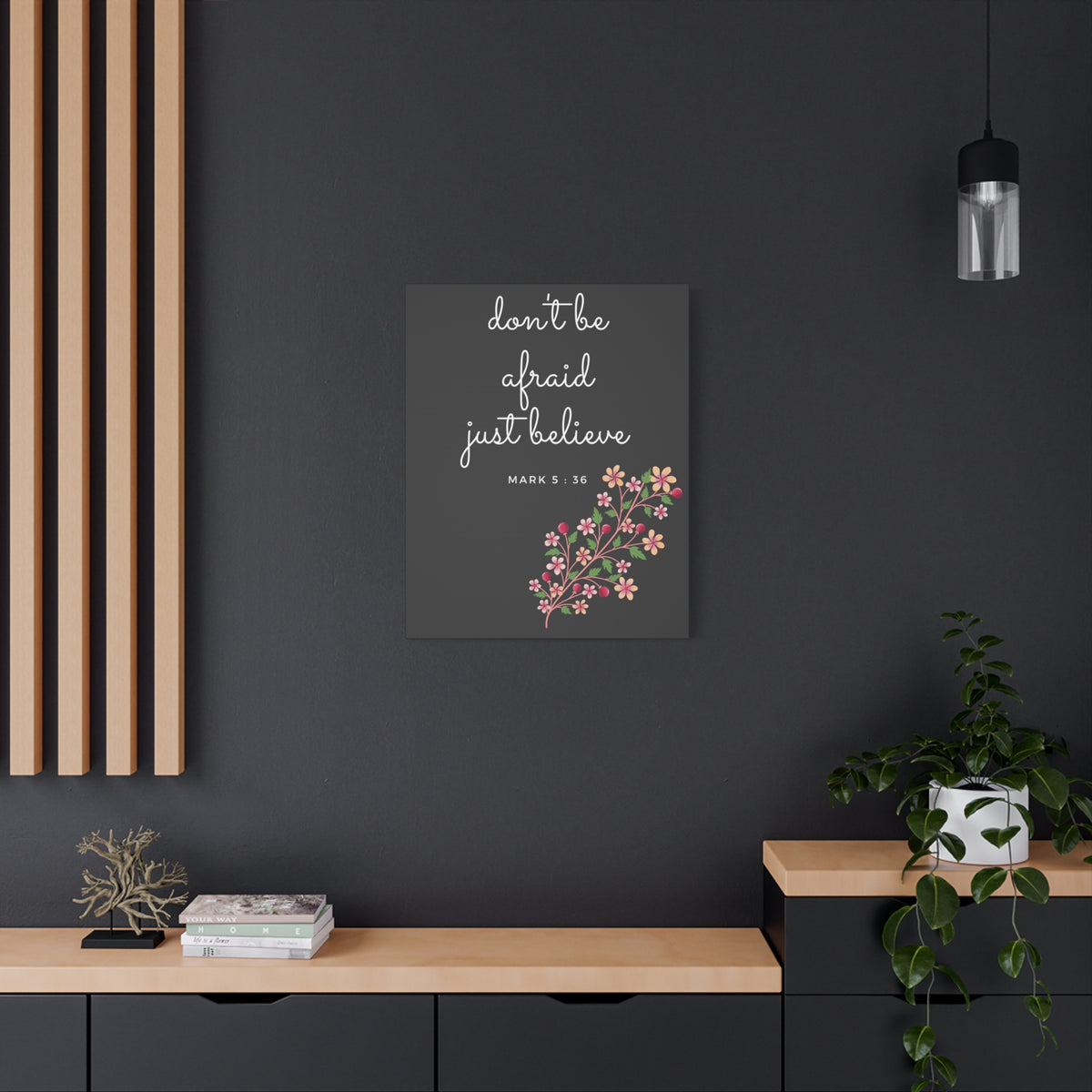 Scripture Canvas Just Believe Mark 5:36 Christian Wall Art Bible Verse Print Ready to Hang