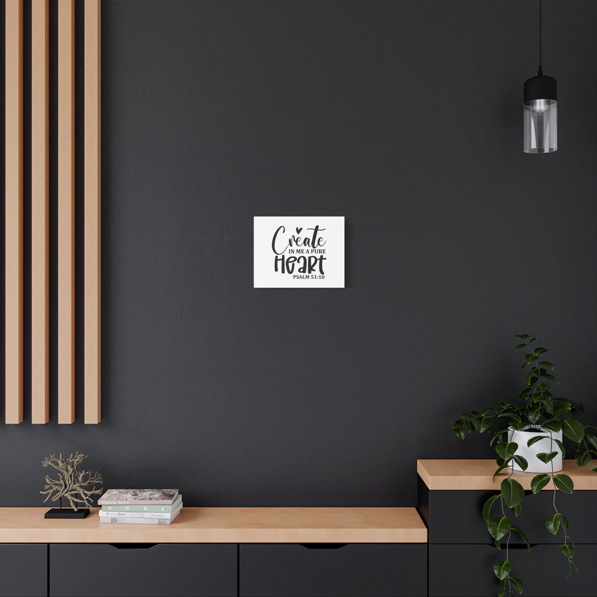 Scripture Canvas Pure Heart Psalm 51:10 Christian Wall Art Bible Verse Print Ready to Hang