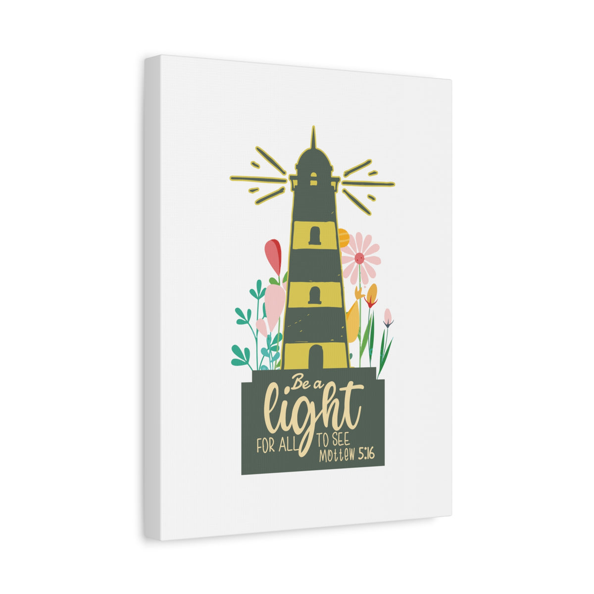Scripture Canvas Be A Light Matthew 5:16 Christian Wall Art Bible Verse Print Ready to Hang