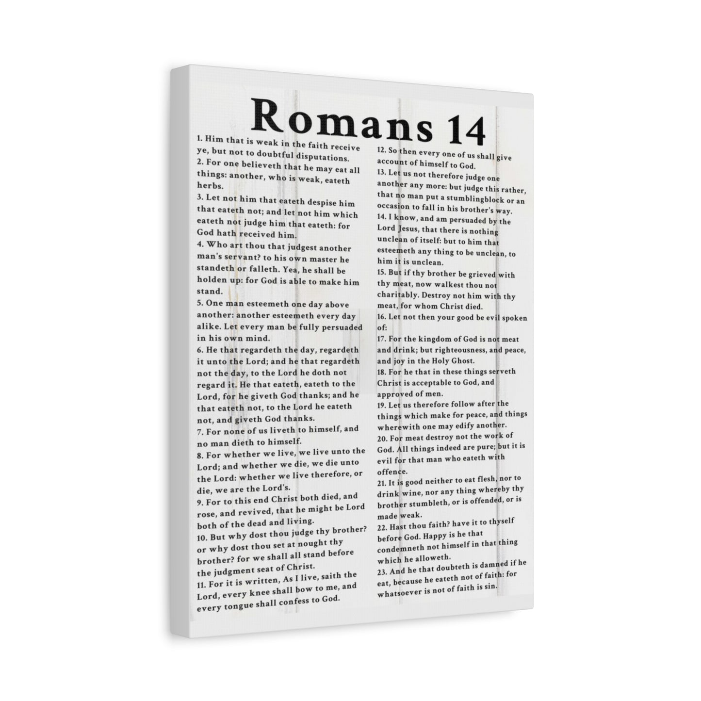 Scripture Walls Romans 14 White Bible Verse Canvas Christian Wall Art Ready to Hang Unframed