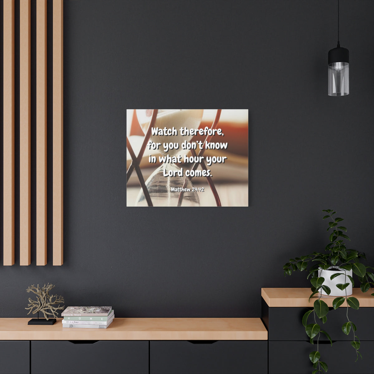Scripture Canvas Hour Matthew 24:42 Christian Wall Art Bible Verse Print Ready to Hang