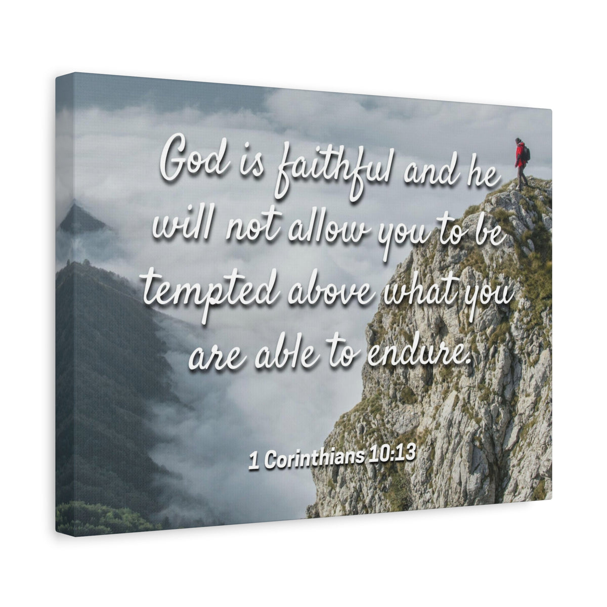 Scripture Canvas God Is Faithful 1 Corinthians 10:13 Christian Wall Art Bible Verse Print Ready to Hang