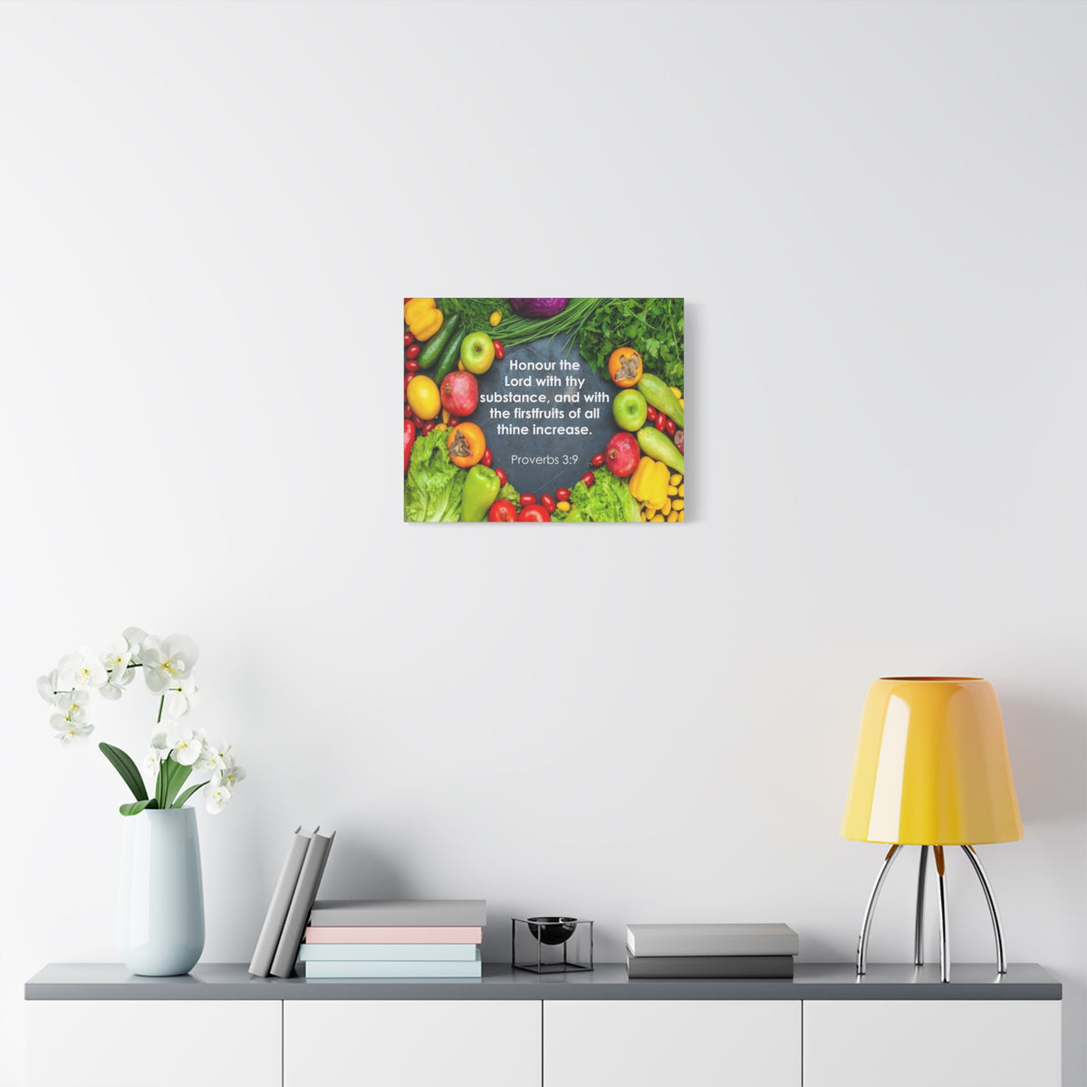 Scripture Canvas Firstfruits Proverbs 3:9 Wall Art Bible Verse Print Ready to Hang
