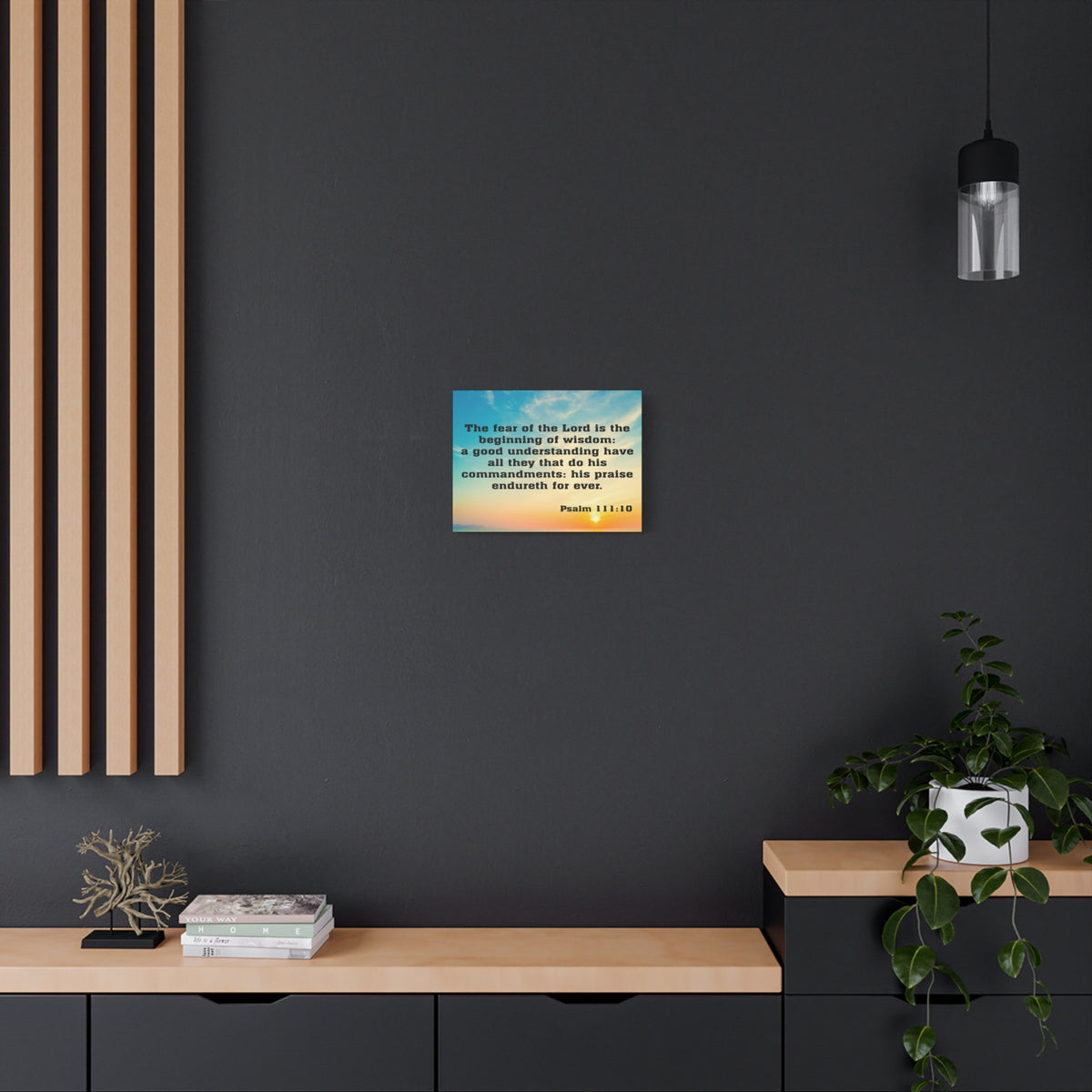 Bible Verse Canvas The Fear of The Lord is The Beginning of Wisdom Psalm 111:10 Christian Home Décor Wall Art Scripture Ready to Hang Faith Print