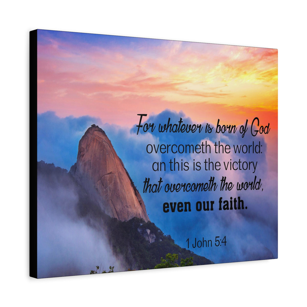 Scripture Canvas Born of God 1 John 5:4 Christian Wall Art Bible Verse Print Ready to Hang