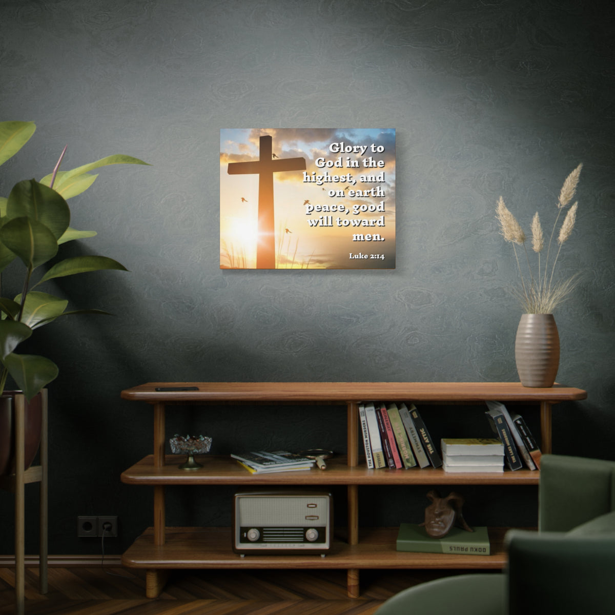 Scripture Canvas Glory To God Luke 2:14 Christian Wall Art Bible Verse Print Ready to Hang
