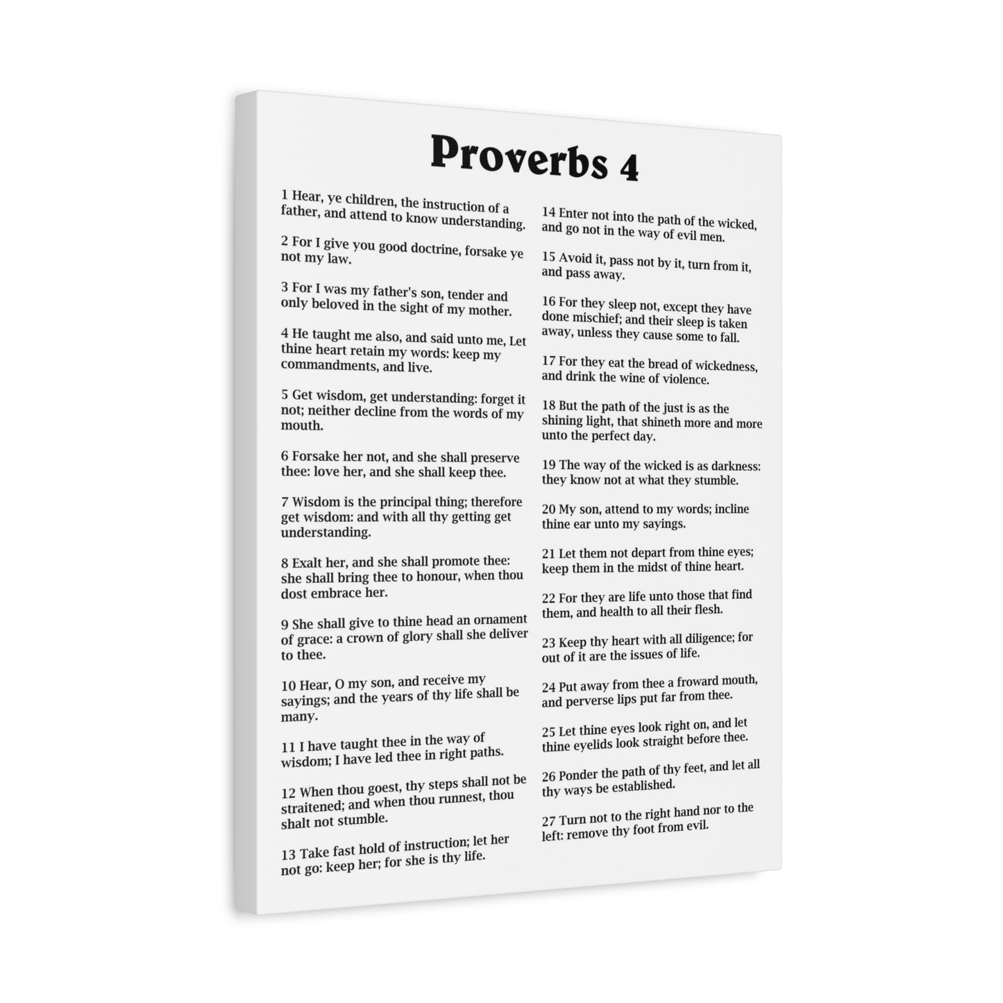 Scripture Walls Proverbs Chapter 4 White Bible Canvas Christian Wall Art Ready to Hang Unframed
