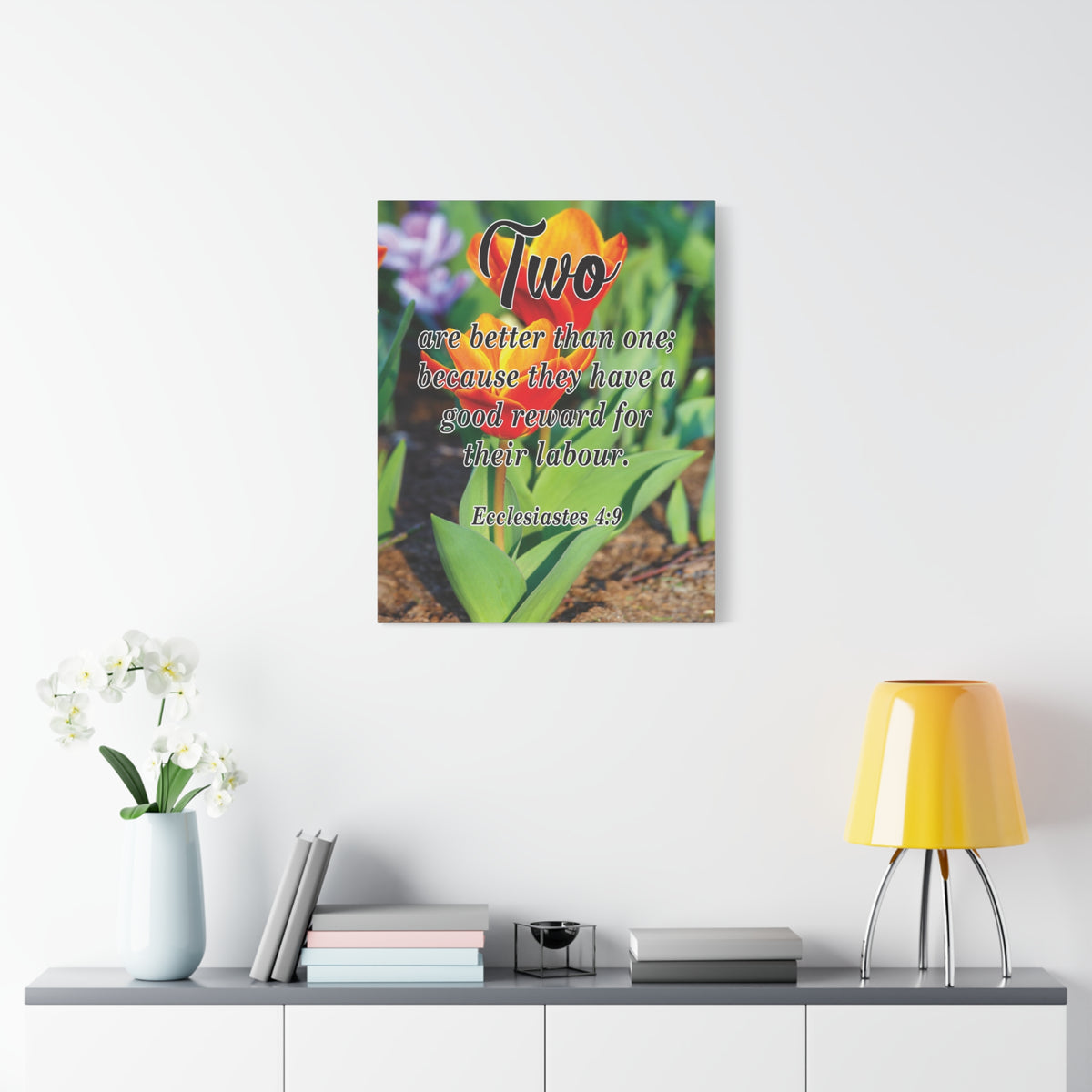 Scripture Canvas Two Are Better Than One Ecclesiastes 4:9 Christian Wall Art Bible Verse Print Ready to Hang