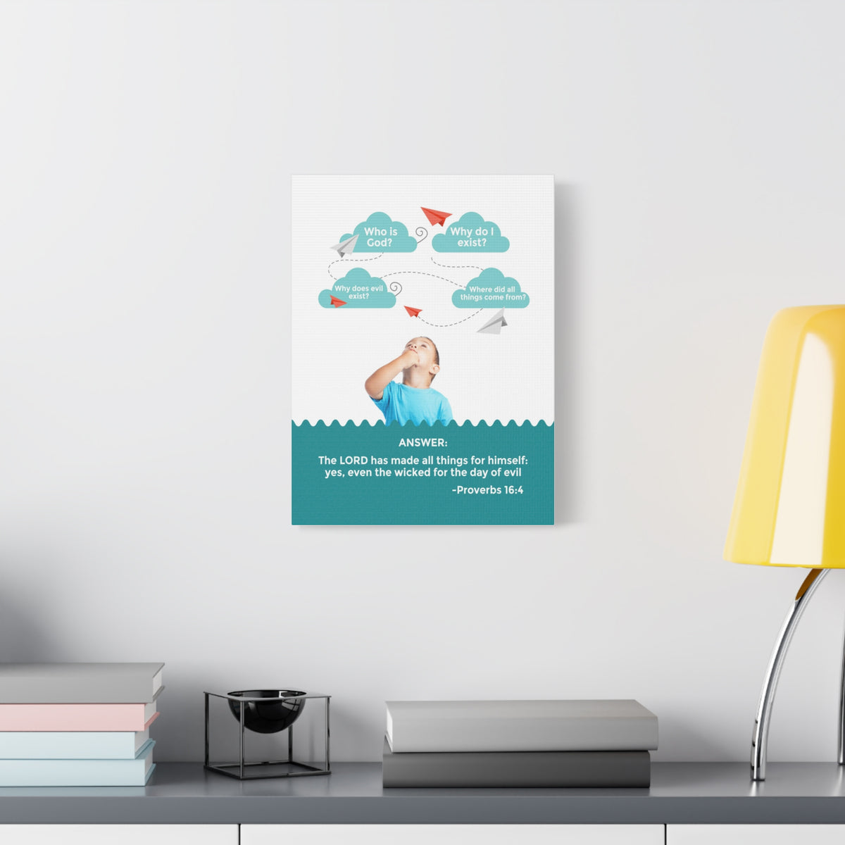 Scripture Canvas Day of Evil Proverbs 16:4 Christian Wall Art Bible Verse Print Ready to Hang