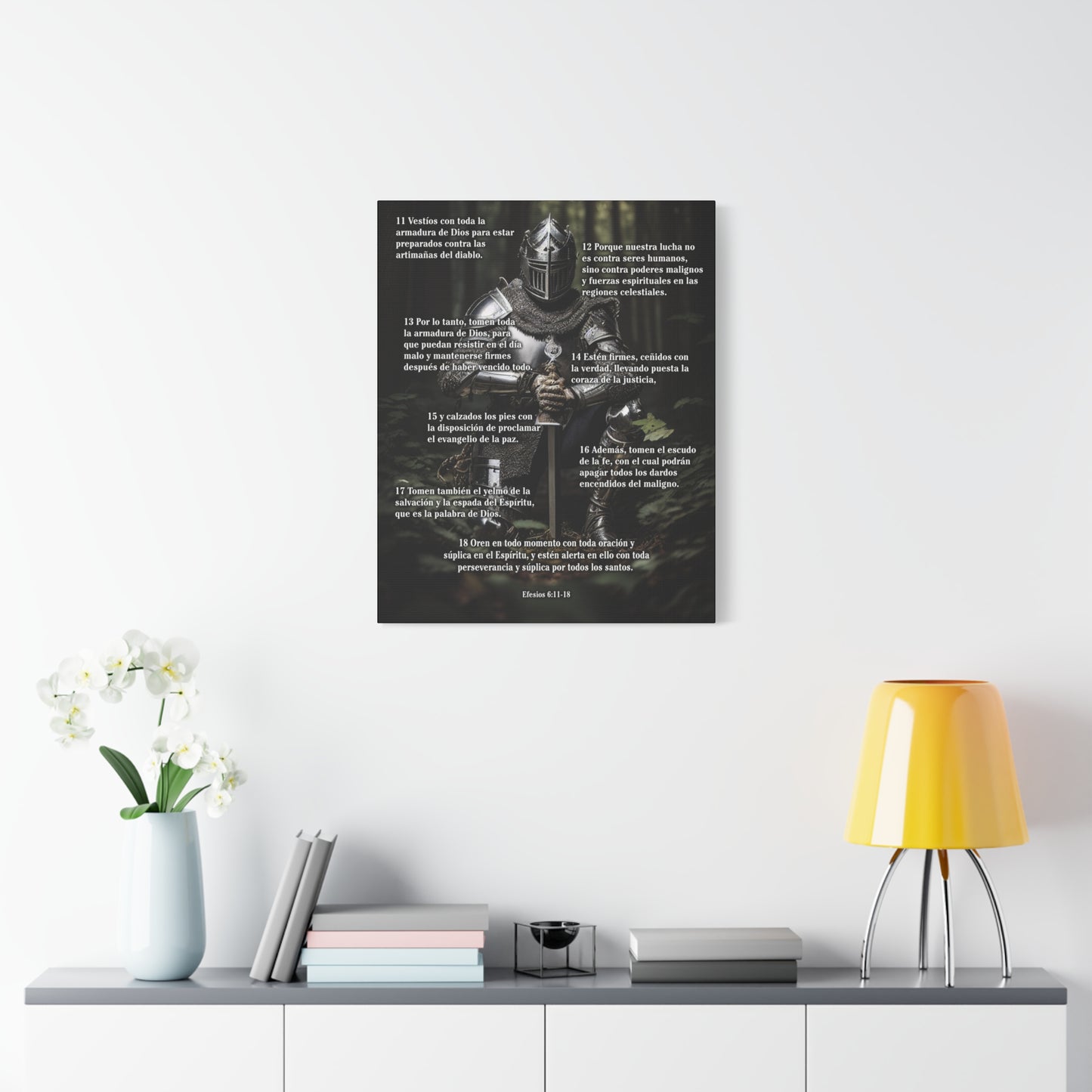 Scripture Walls Armor Of God Ephesians 6:11-18 Spanish Soldier Kneels Christian Wall Art Print Ready to Hang Unframed