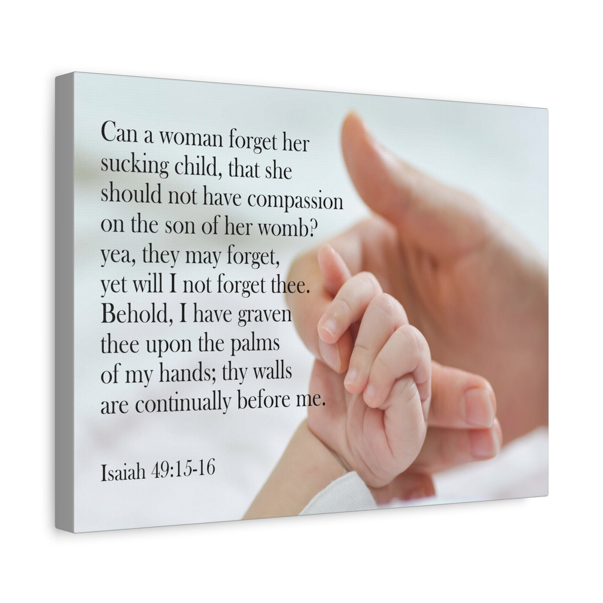 Scripture Canvas Never Forgotten Isaiah 49:15-16 Christian Wall Art Bible Verse Print Ready to Hang