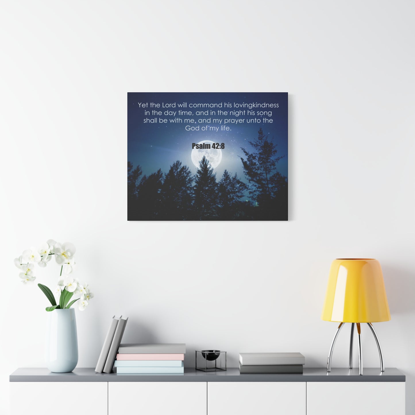 Bible Verse Canvas God of My Life Psalm 42:8 Christian Home Décor Wall Art Scripture Ready to Hang Faith Print