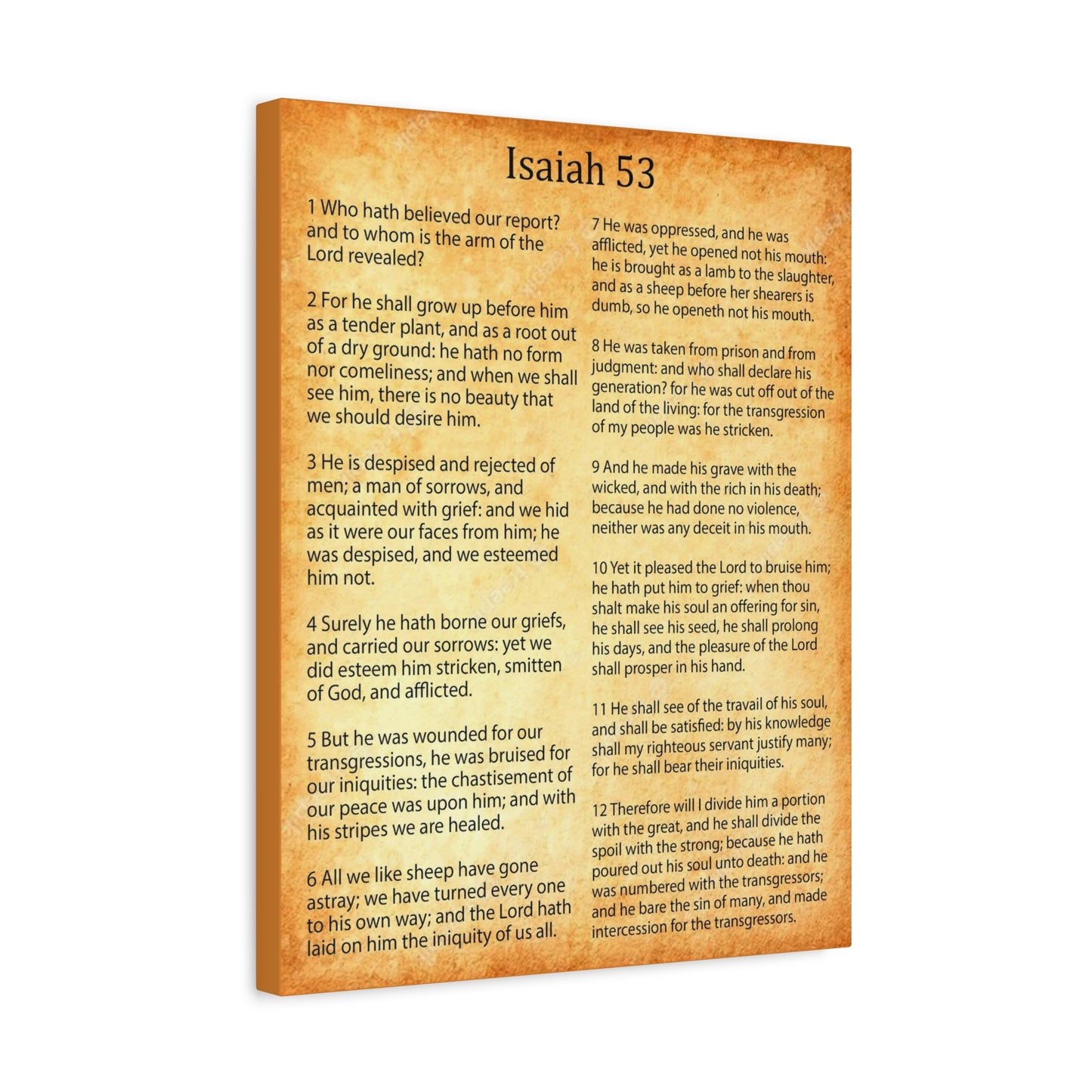 Scripture Walls Coming of Christ Isaiah 53 Chapter Gold Christian Wall Art Print Ready to Hang Unframed