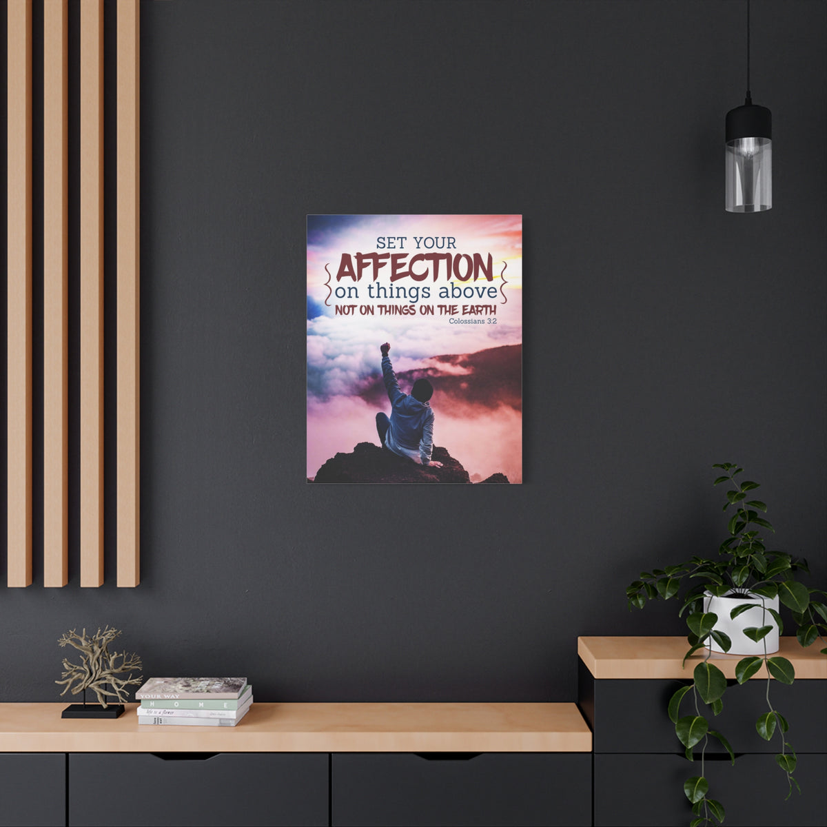 Scripture Canvas Set Your Affection Colossians 3:2 Christian Wall Art Bible Verse Print Ready to Hang